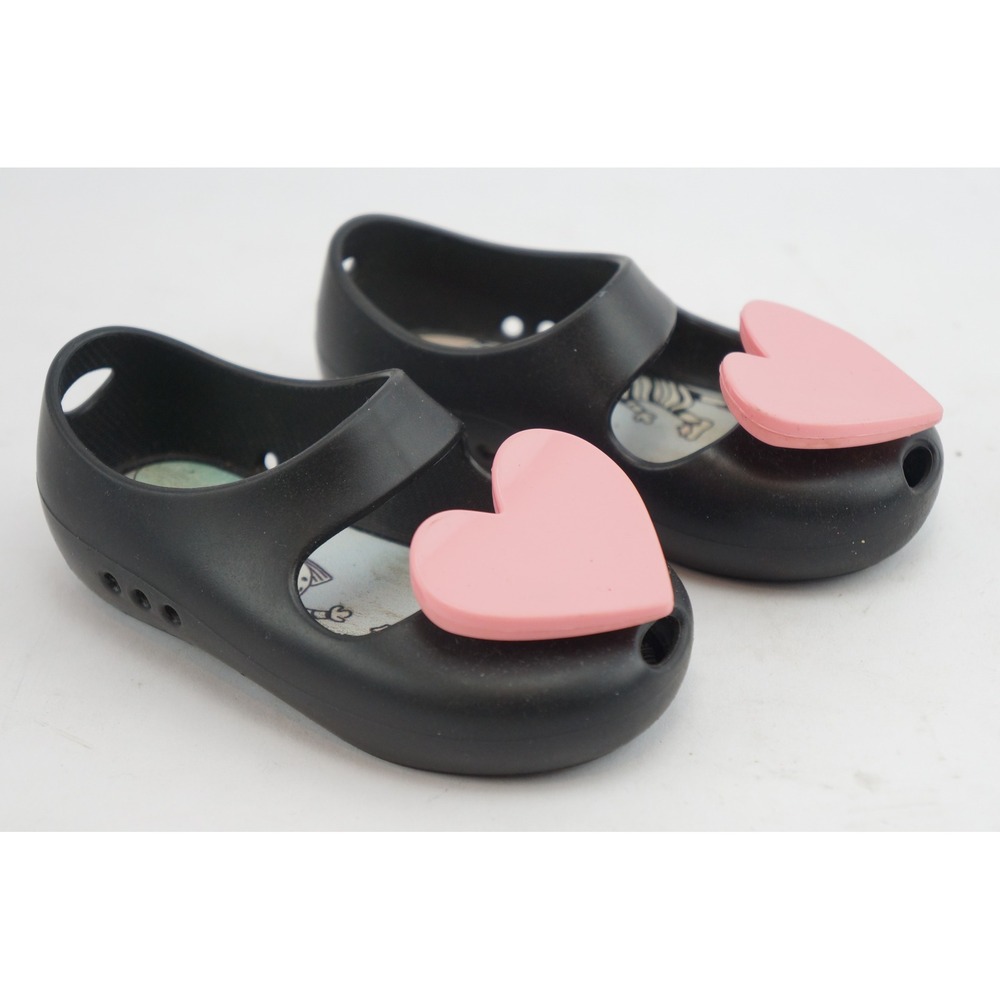 GC Baubles + Soles Black Heart‎ Jelly Shoes Glitter Slip On Mary Janes Kids 6